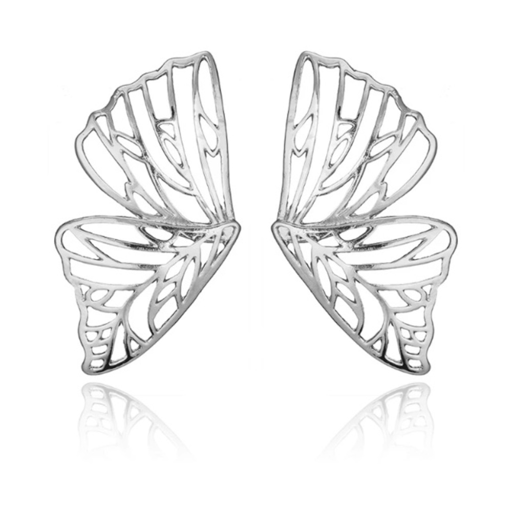 Boho Silver butterfly wing earrings - Picture 6 of 8